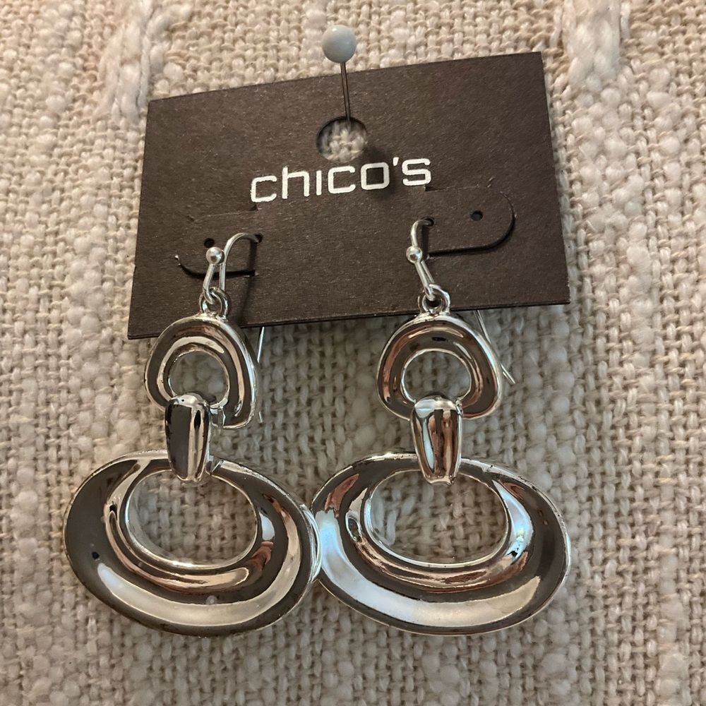 0214-Chico's Silver‎ Statement Earrings